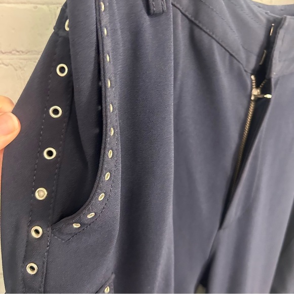 10 Crosby Derek Lam trendy navy blue preppy grommet embellished pants size 8 - Picture 6 of 13